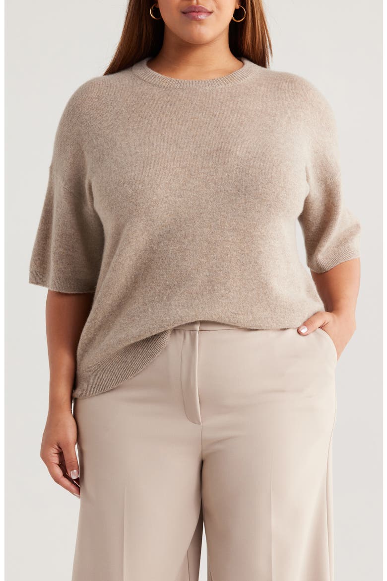Short Sleeve Cashmere Sweater, Main, color, BEIGE BLISS