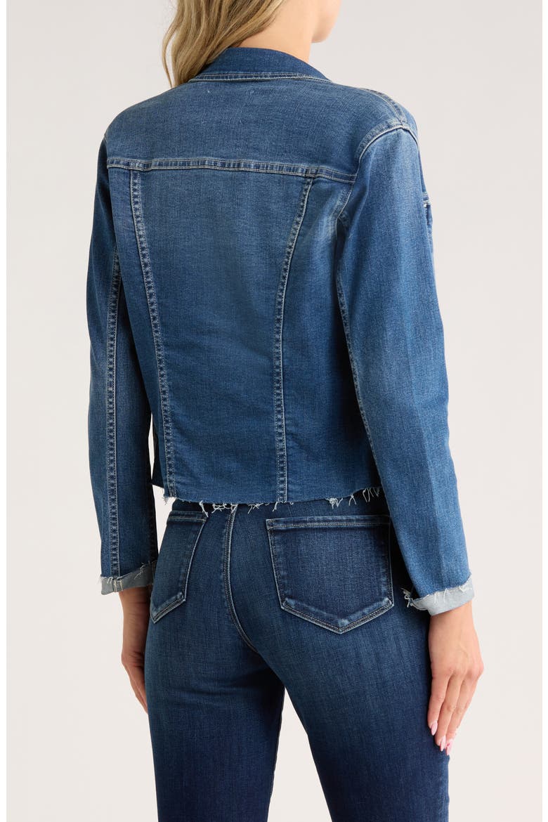 Janelle Slim Fit Raw Hem Denim Trucker Jacket, Alternate, color, STANTON