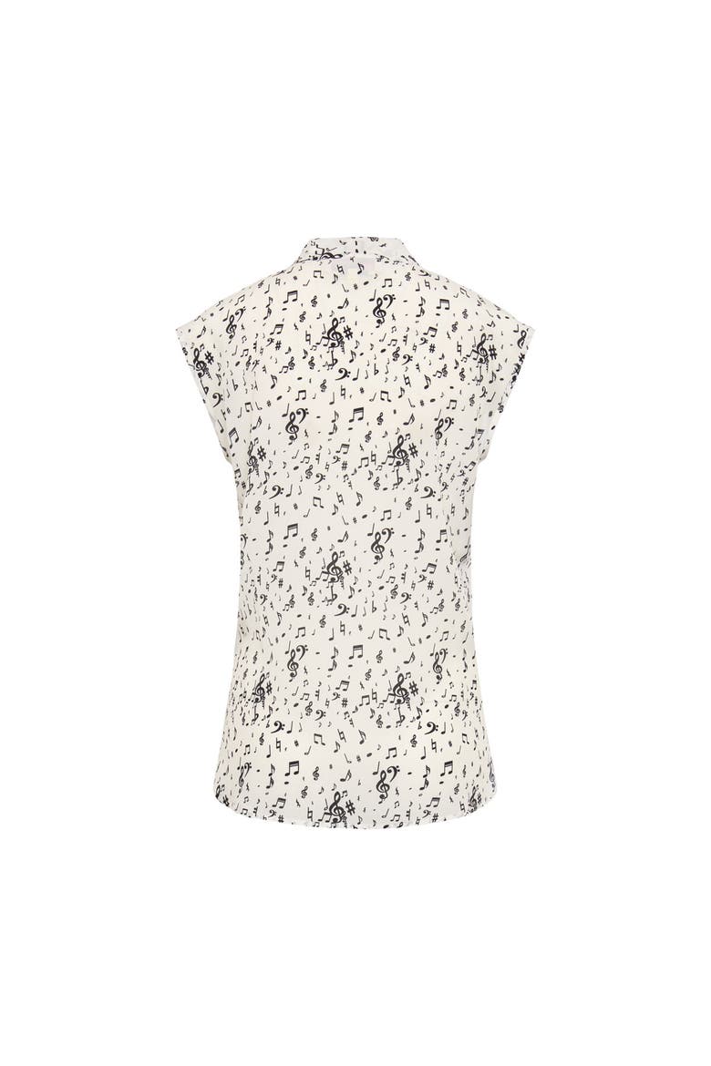 Printed Silk Top, Alternate, color, White / Black