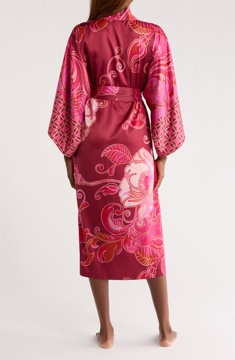 Natori Deco Satin Robe, Alternate, color, Red