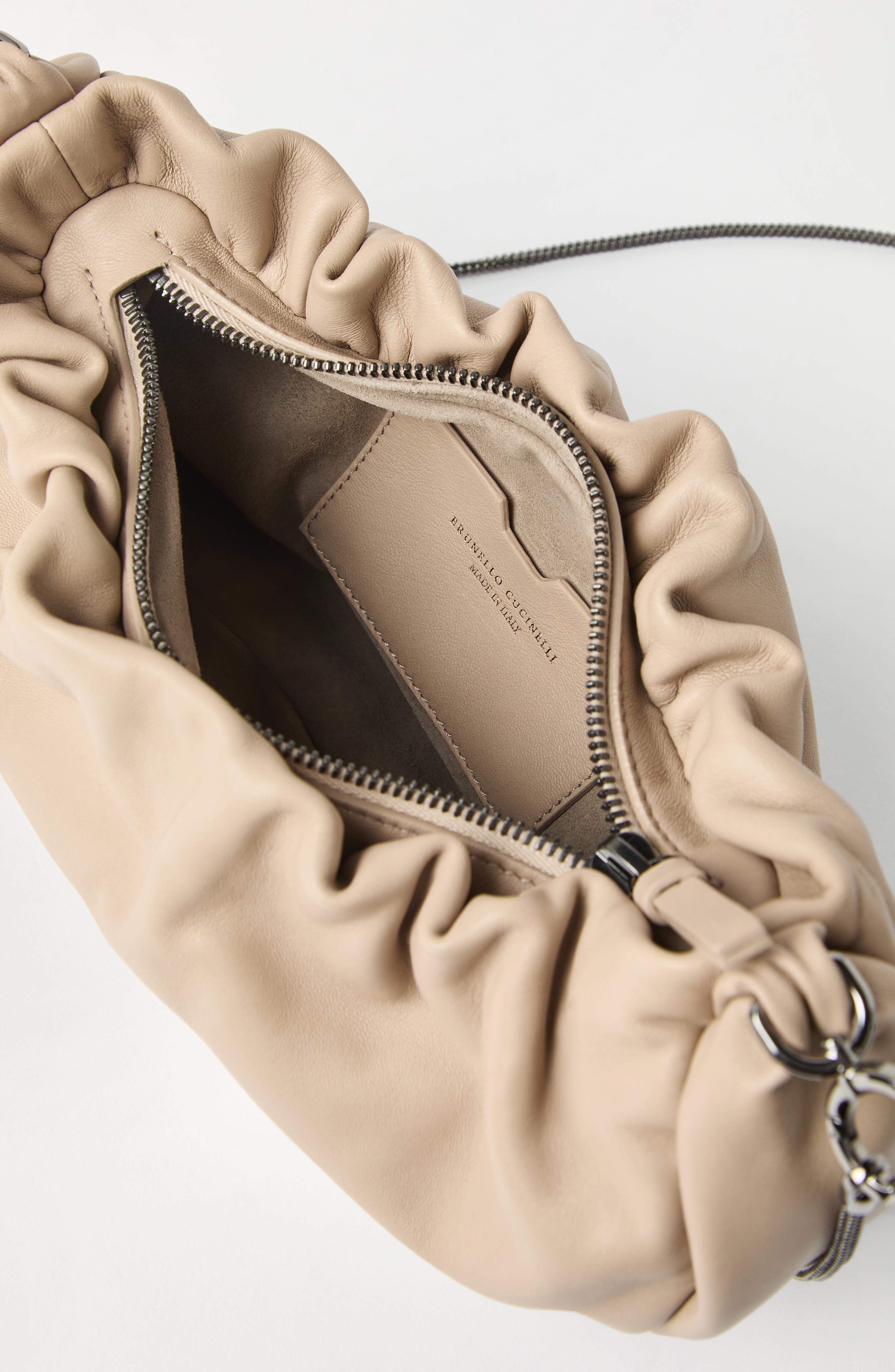 Brunello Cucinelli Soft leather Brioche Hobo bag, Alternate, color, 