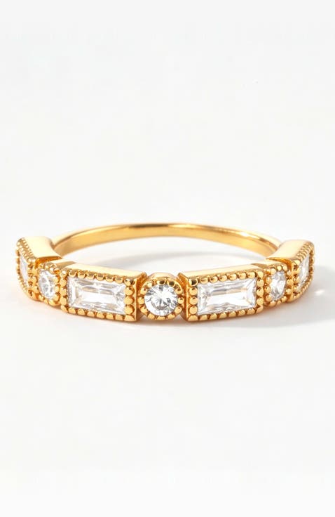 Round & Baguette Vintage Ring