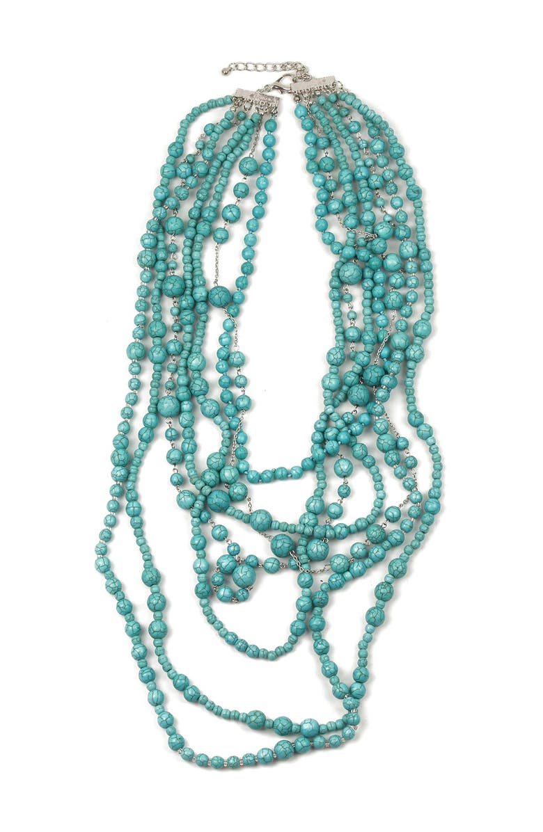 EYE CANDY LOS ANGELES Turquoise Bead Multi-Strand Necklace, Main, color, 