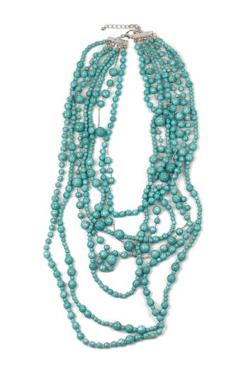Eye Candy Los Angeles Turquoise Bead Multi-strand Necklace In Blue