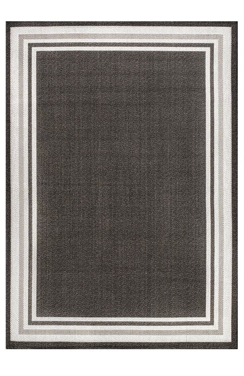 James Modern Border Stripe Indoor/Outdoor Area Rug