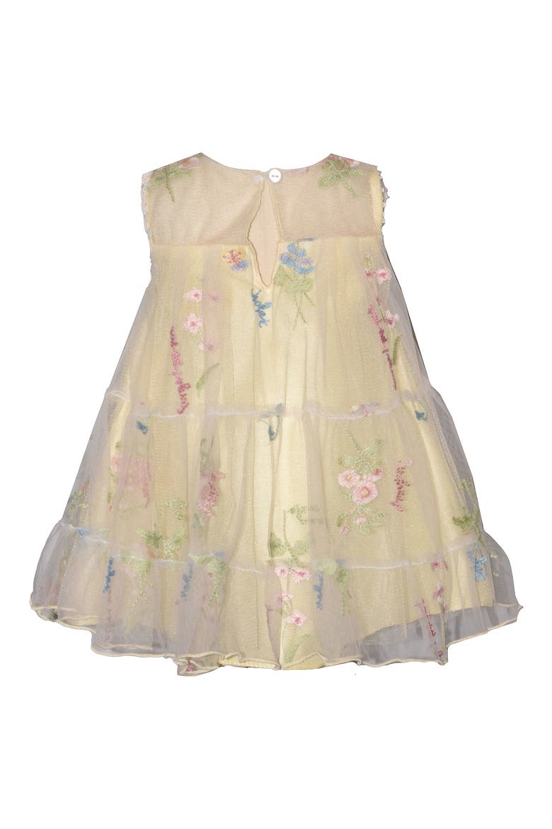 Embroidered Mesh Tiered Float Party Dress, Alternate, color, YELLOW