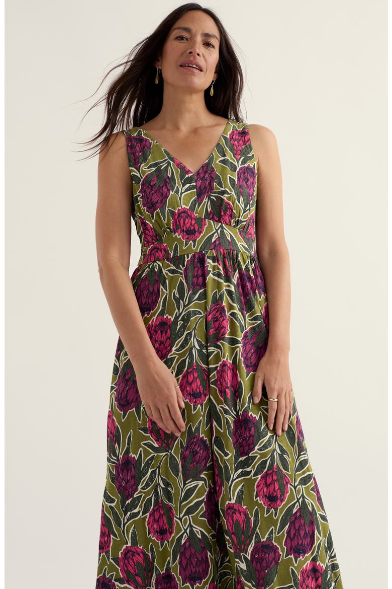 Polmanter Floral Sleeveless Organic Cotton Jersey Maxi Dress, Alternate, color, PROTEAS CREEK