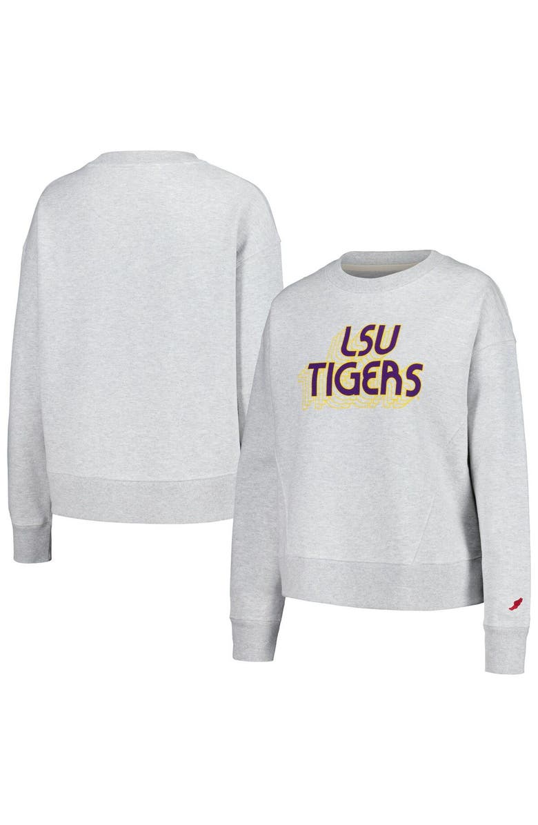 LEAGUE COLLEGIATE WEAR Women's League Collegiate Wear Ash LSU Tigers Boxy Pullover Sweatshirt, Main, color, Ash