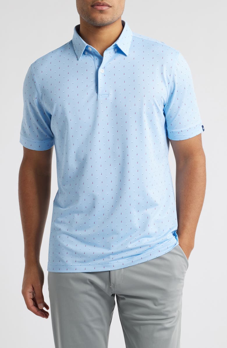 Mizzen+Main Halyard Trim Fit Performance Polo, Main, color, Light Blue Exclamation Geo