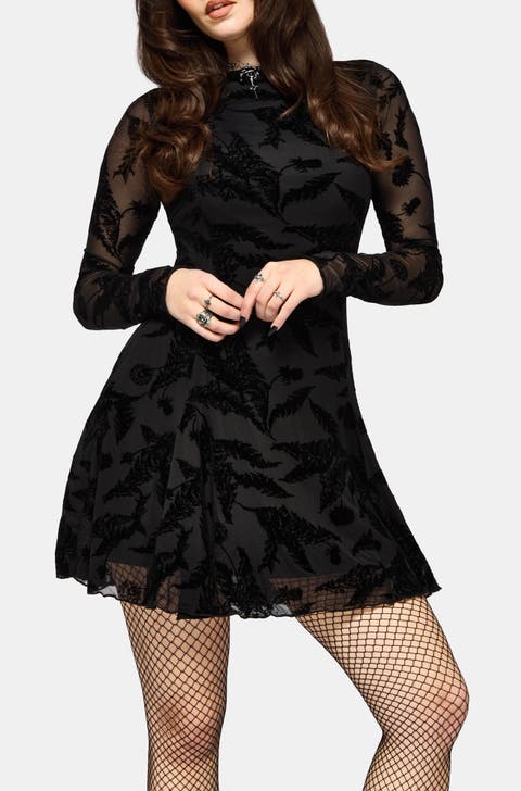 Cimora Dandelion Flocked Mesh Mini Dress