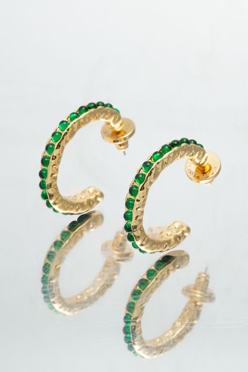 Classicharms Serena Molten Gemstone Hoop Earrings In Green