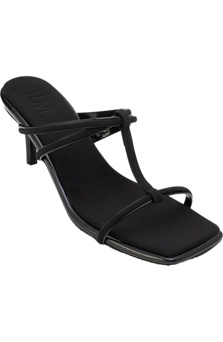 Prologue Shoes Mocha Strap Heel Sandal, Alternate, color, Black Faux Leather