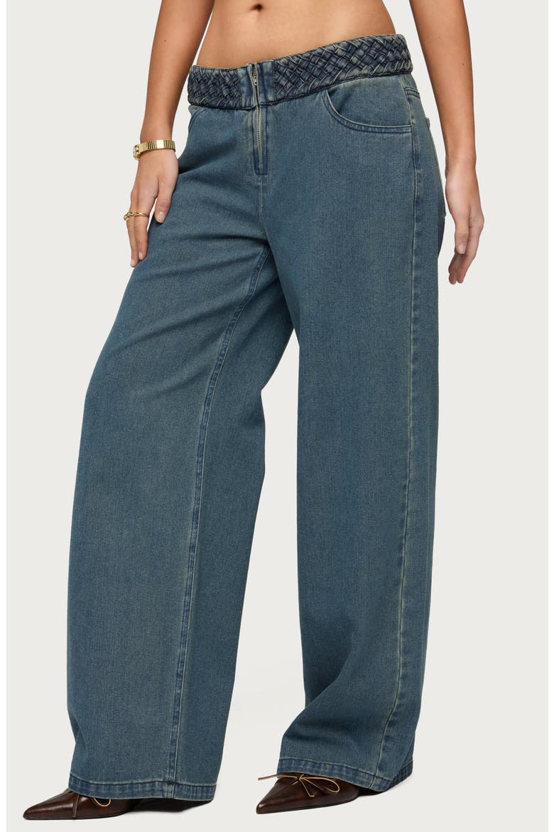 Braidey Wide Leg Jeans, Alternate, color, BLUE-WASHED