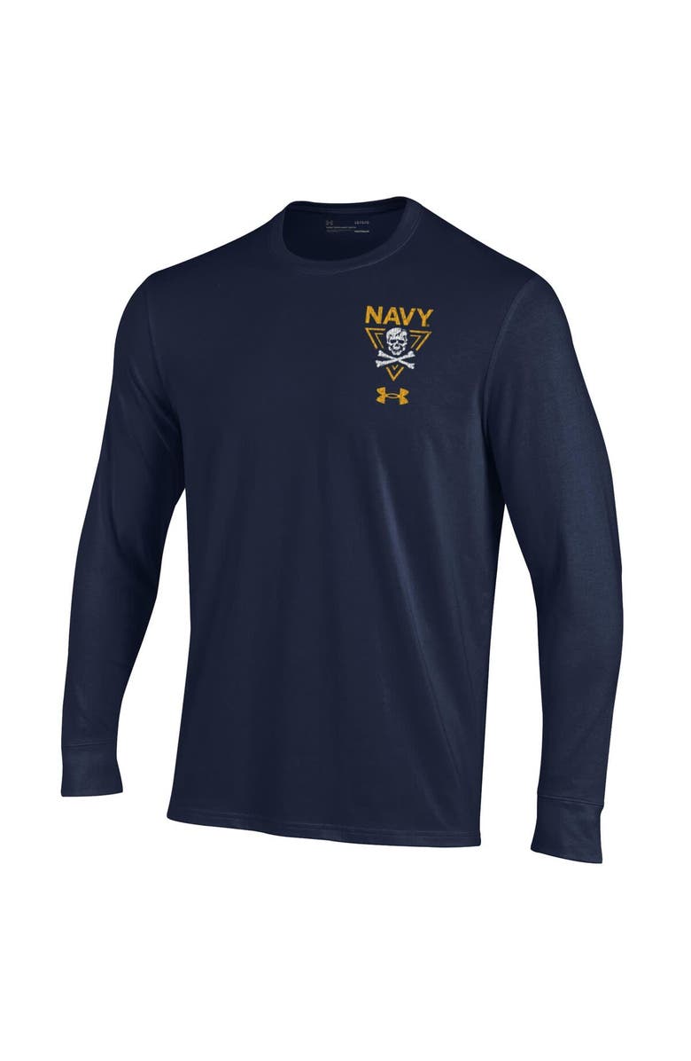 Under Armour Men's Under Armour Navy Navy Midshipmen Distressed Jolly Rogers Performance Long Sleeve T-Shirt, Alternate, color,