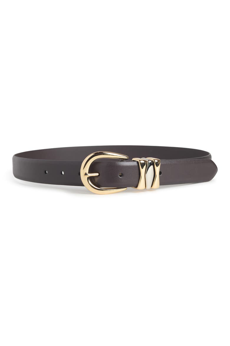 The William Split Decision Leather Belt, Main, color, DARK BROWN