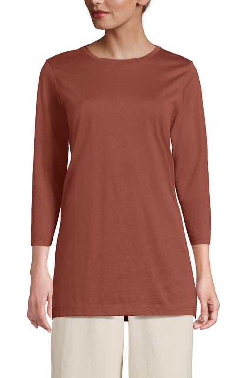 Lands' End 3/4 Sleeve Cotton Supima Tunic In Burgundy