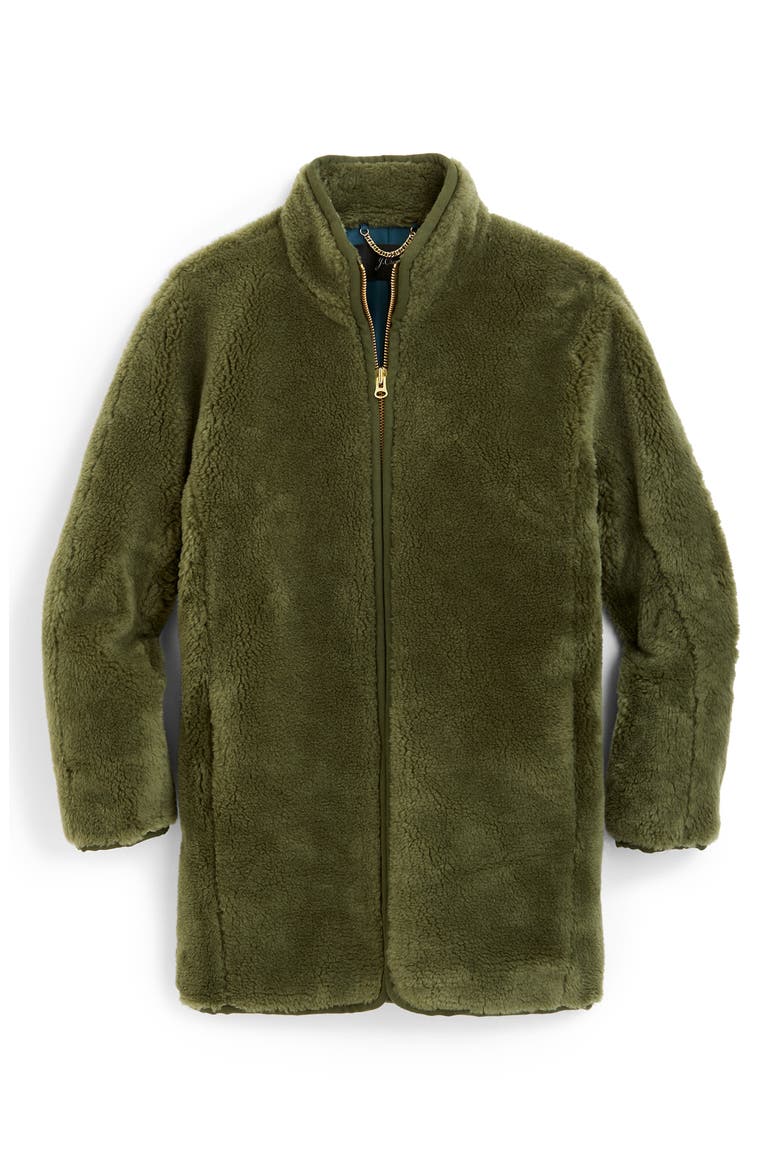 Zip-Up Teddy Coat, Main, color, DISTRESSED FATIGUE