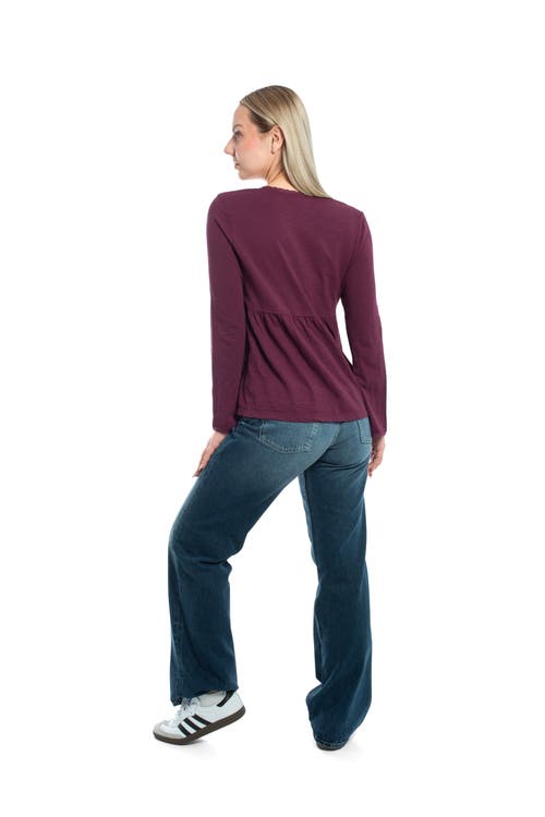 Wilt Clothing V-neck Long Sleeve Empire Seam Trapeze Tee With Lace Trims In Purple
