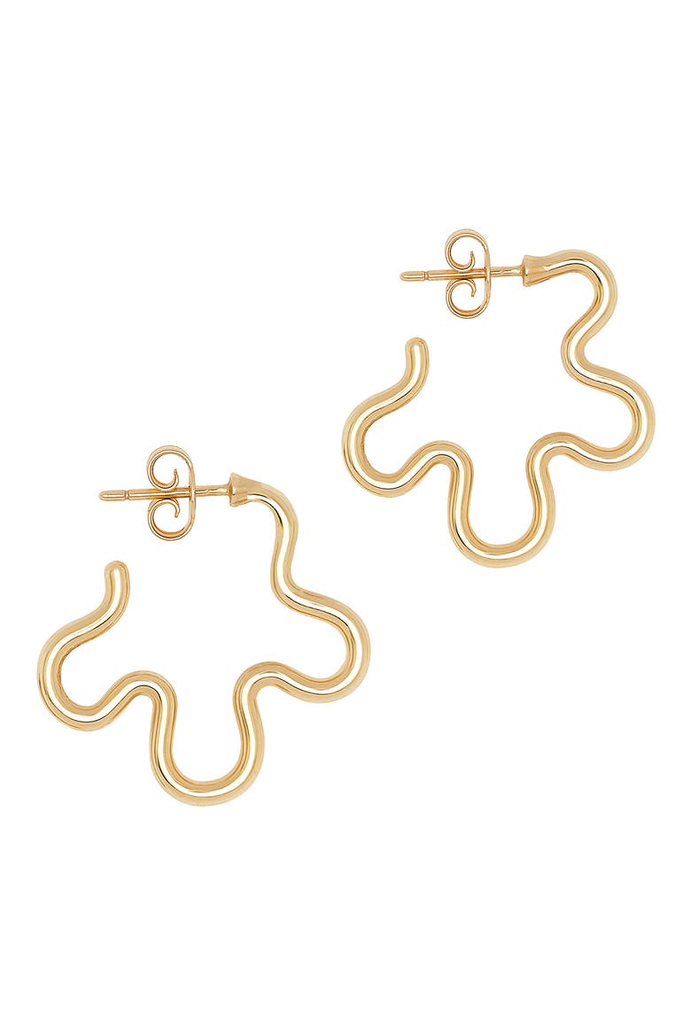 Flower Hoop Earrings, Main, color, GOLD