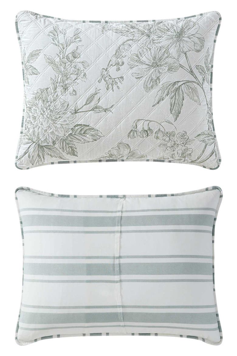 Vine Floral Reversible Cotton Percale Quilt Set, Alternate, color, LIGHT SAGE
