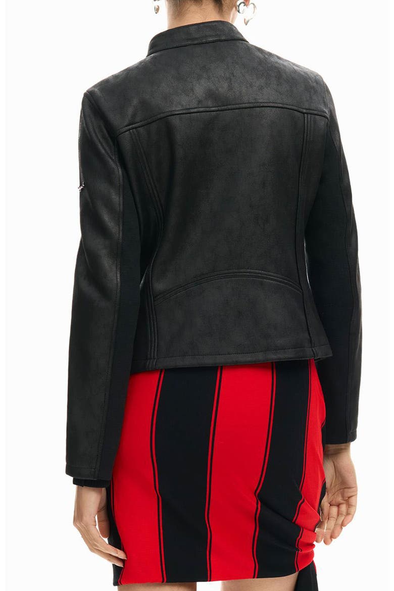 Faux Leather Jacket, Alternate, color, BLACK