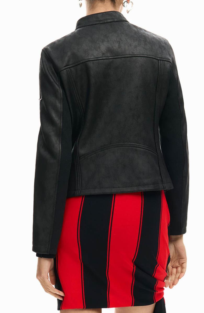 Desigual Faux Leather Jacket, Alternate, color, Black