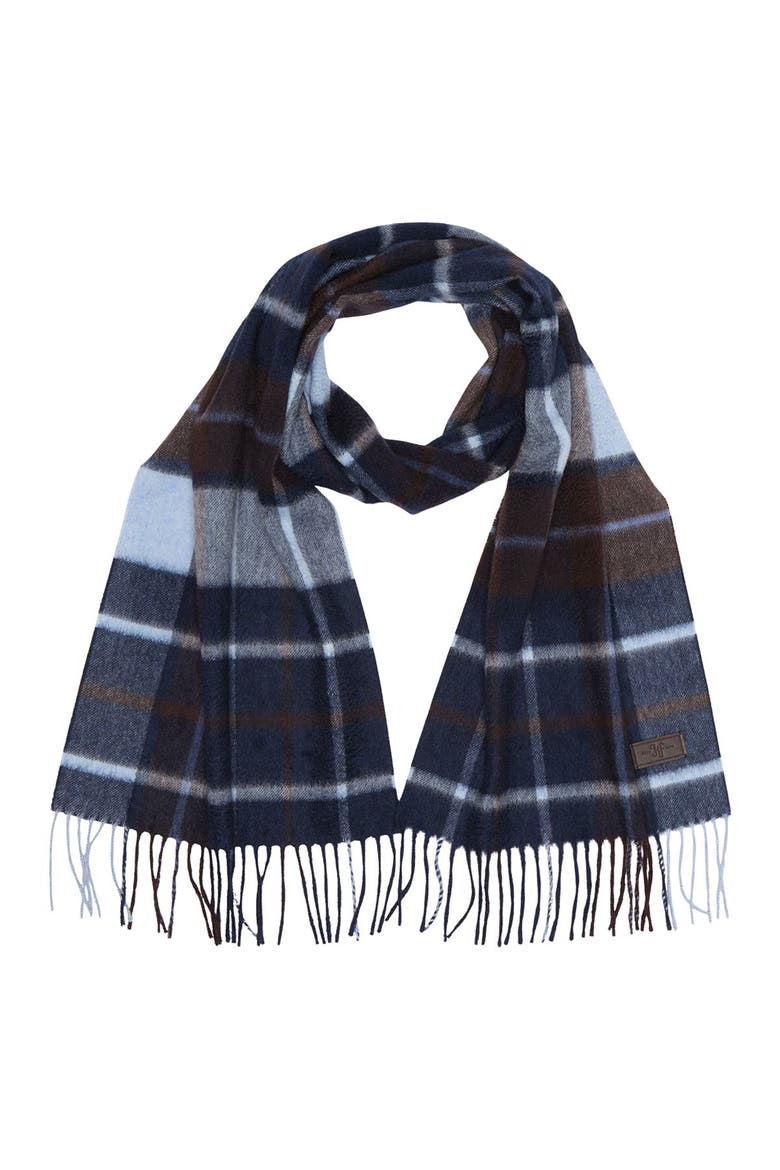 Cashmere Plaid Scarf, Main, color, NAVY