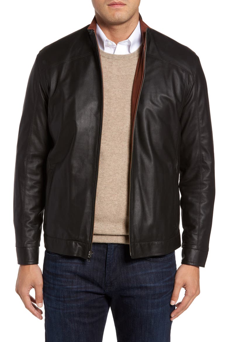 Leather Jacket, Main, color, PEAT/ TIMBER