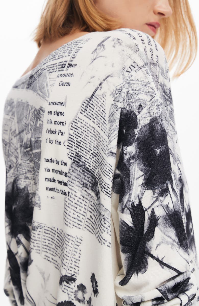Desigual Kawartha Lakes Graphic Sweater, Alternate, color, White