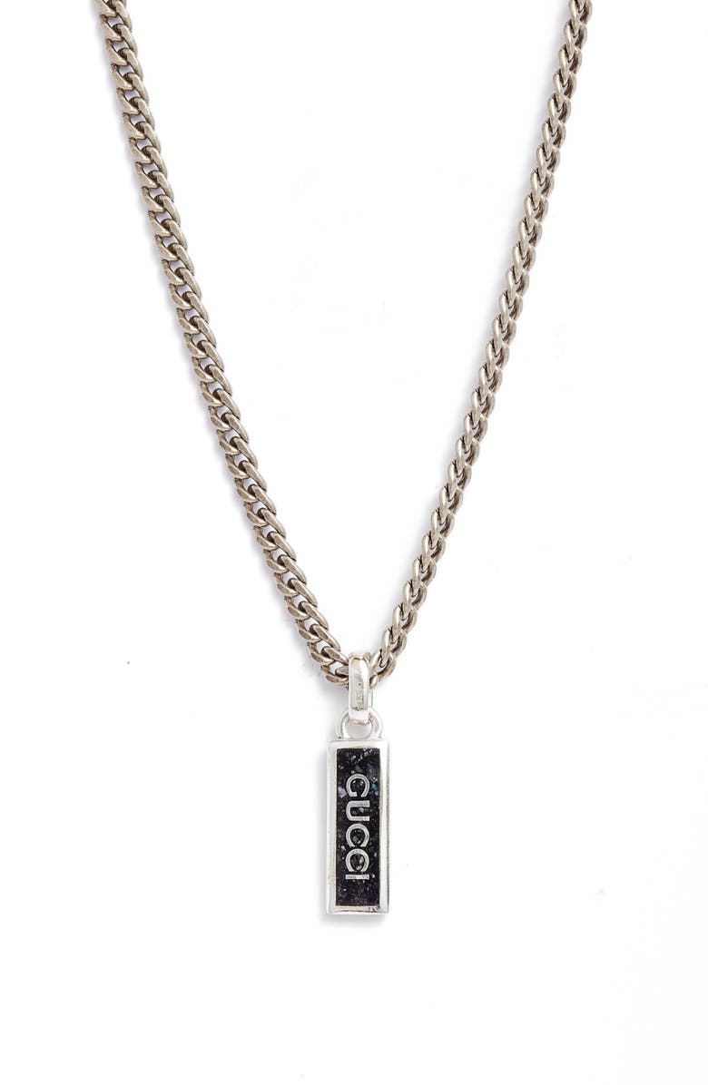 Gucci Gourmette Dog Tag Necklace, Main, color, Sterling Silver