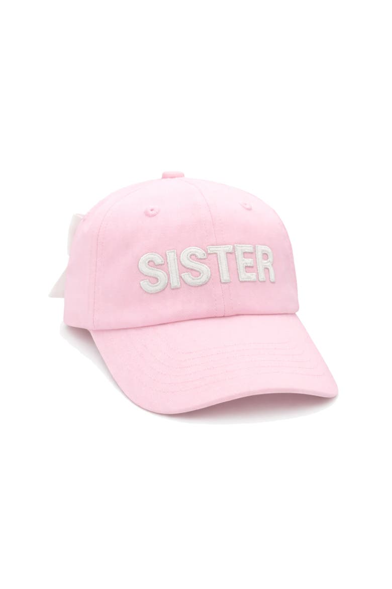 Sister Bow Baseball Hat, Main, color, Light Pink