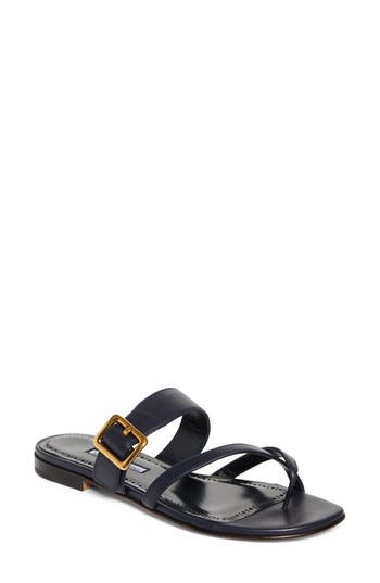 Manolo Blahnik Thalusa Flat Sandal In Blue