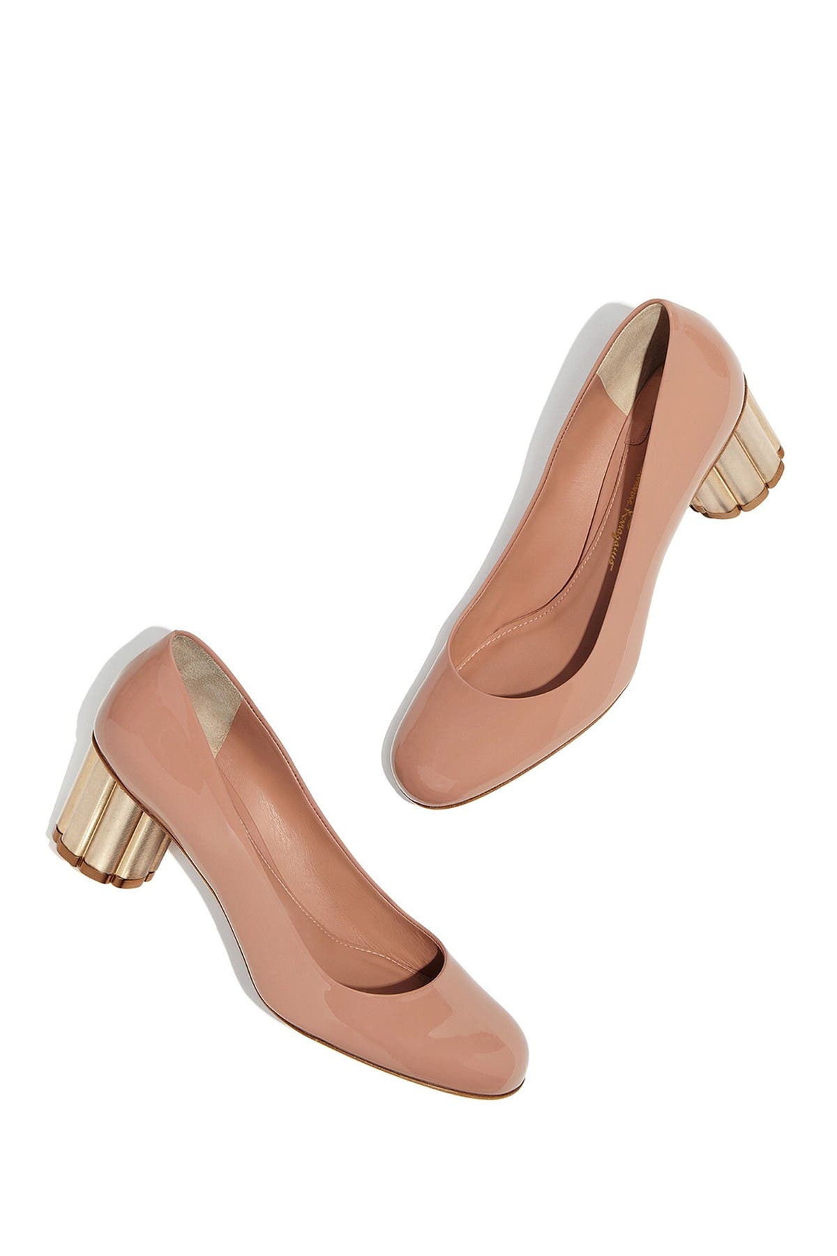 FERRAGAMO Salvatore Ferragamo Lucca Rounded Toe Flower Heel Pump, Alternate, color, 