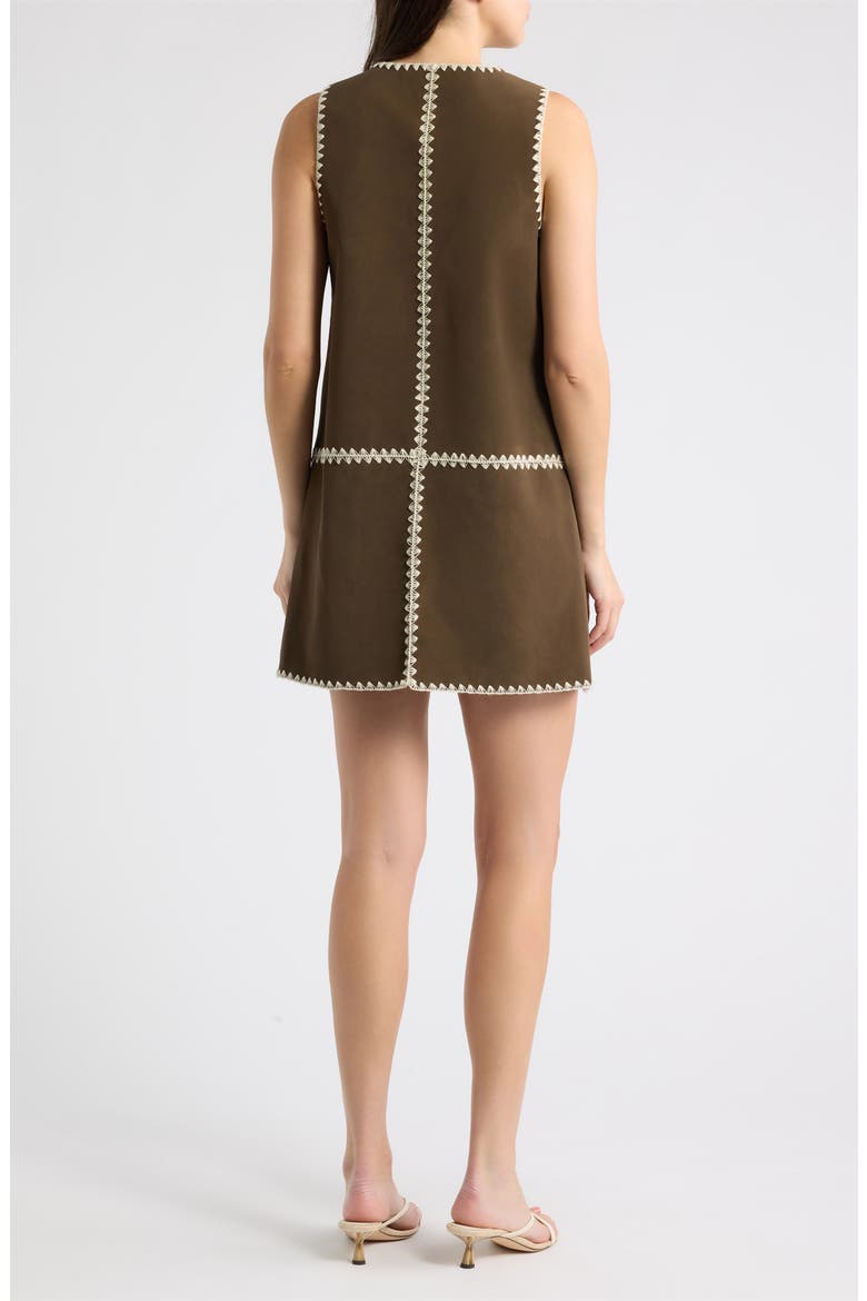 Haleigh Faux Leather Shift Minidress, Alternate, color, BROWN
