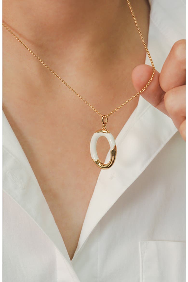 Time Ripples Pendant Necklace, Alternate, color, White & Gold