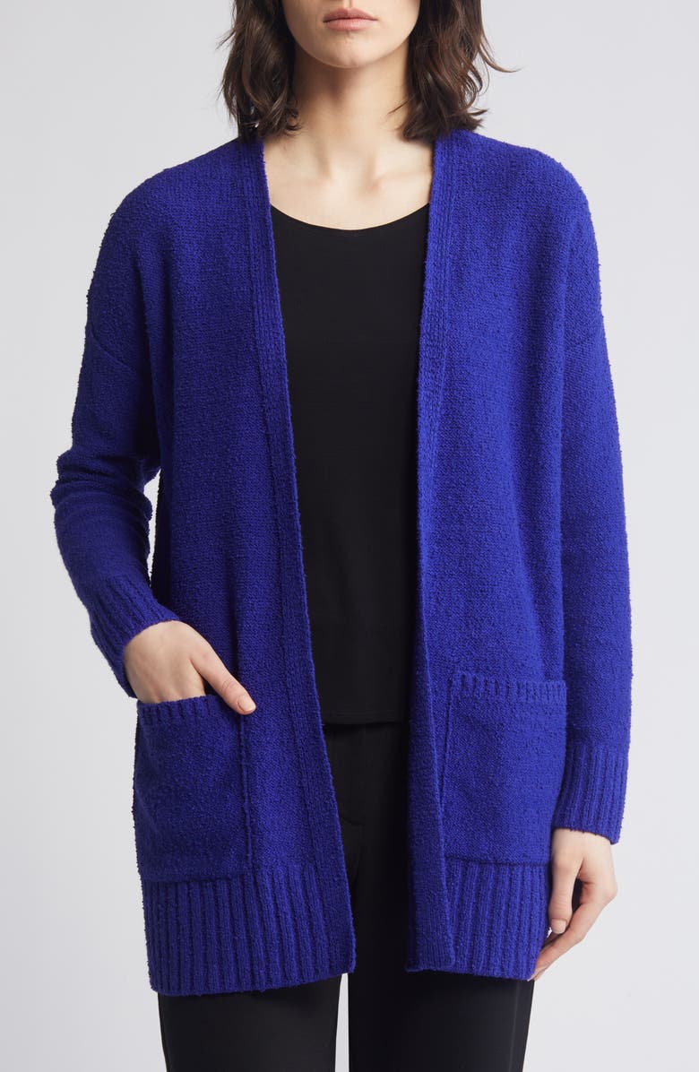 Eileen Fisher Organic Cotton Bouclé Cardigan, Main, color,
