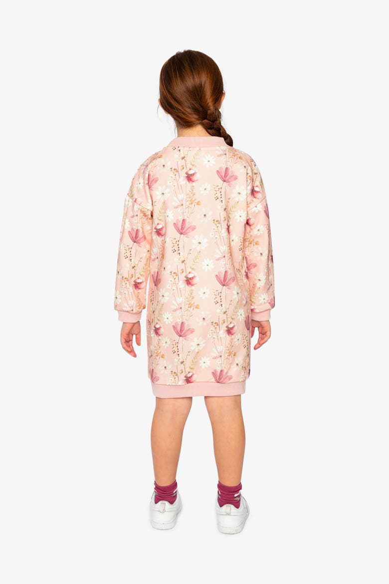 French Terry Ribbed Trim Relaxed Dress, Alternate, color, Pink Printed Flowers