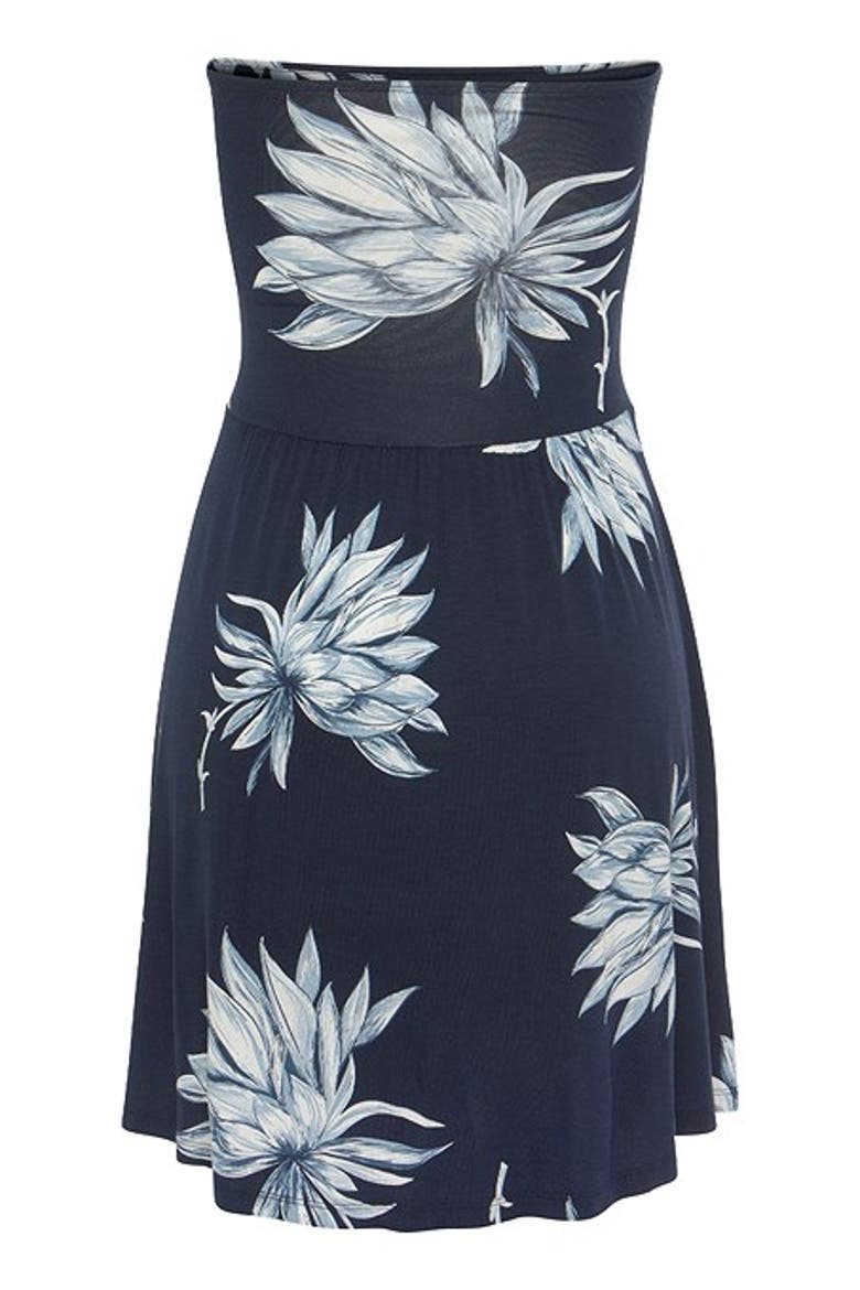 Women's Strapless Ruched Dress, Alternate, color, Dark Blue Multi