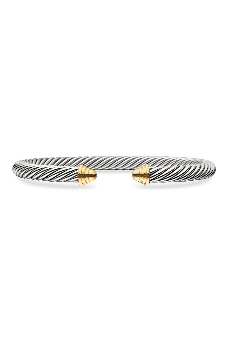 Classic Cable Bracelet in Sterling Silver with 14K Yellow Gold Domes, 5mm, Main, color, TWO TONE