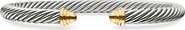 David Yurman Classic Cable Bracelet in Sterling Silver with 14K Yellow Gold Domes, 5mm
