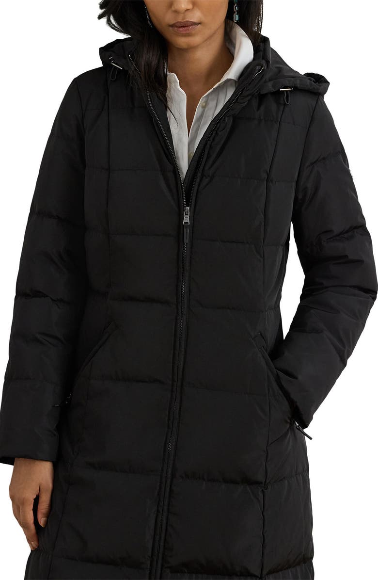 Lauren Ralph Lauren Hooded Longline Puffer, Alternate, color, Black