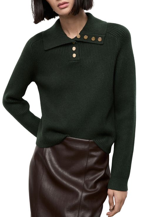 Ribbed Polo Sweater (Plus)