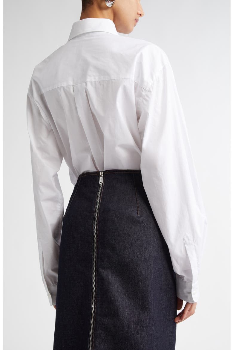 Poplin Button-Up Bodysuit, Alternate, color, WHITE