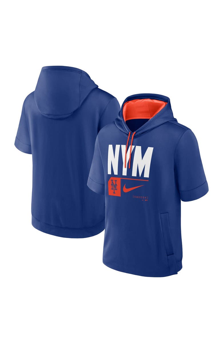 Nike Men's Nike Royal New York Mets Tri Code Lockup Short Sleeve Pullover Hoodie, Alternate, color, Royal
