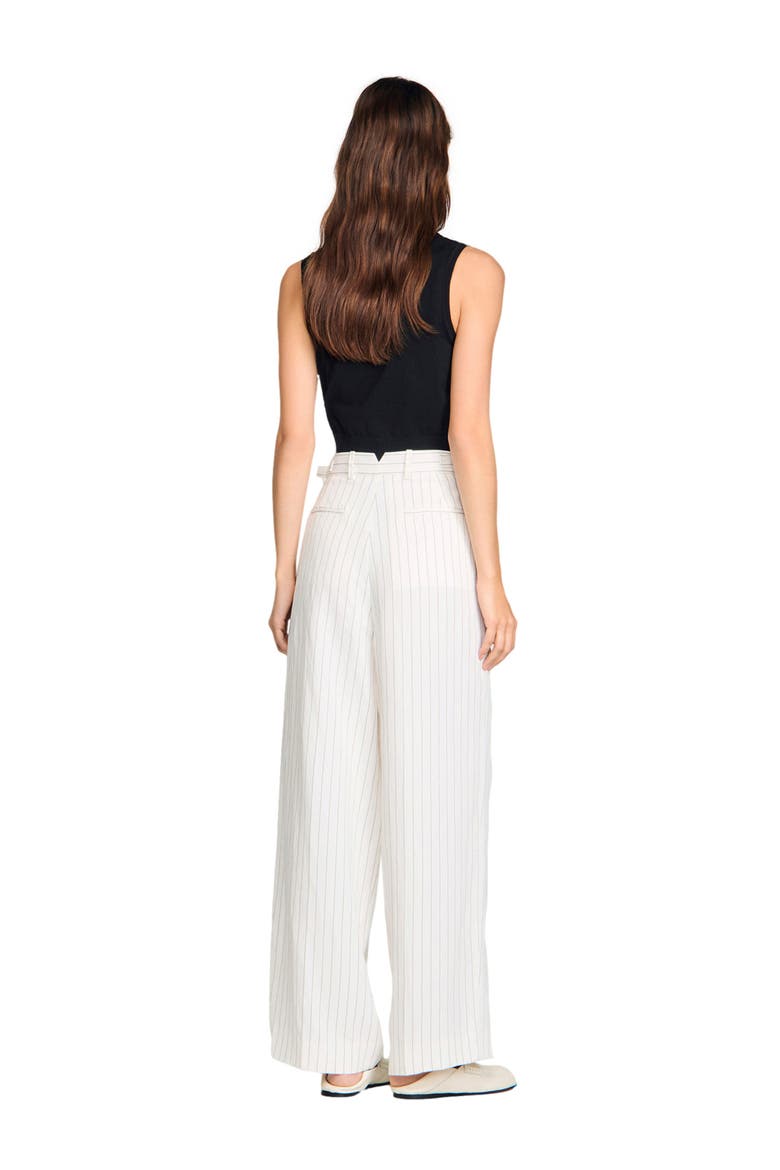 Striped suit trousers, Alternate, color, Ecru / black