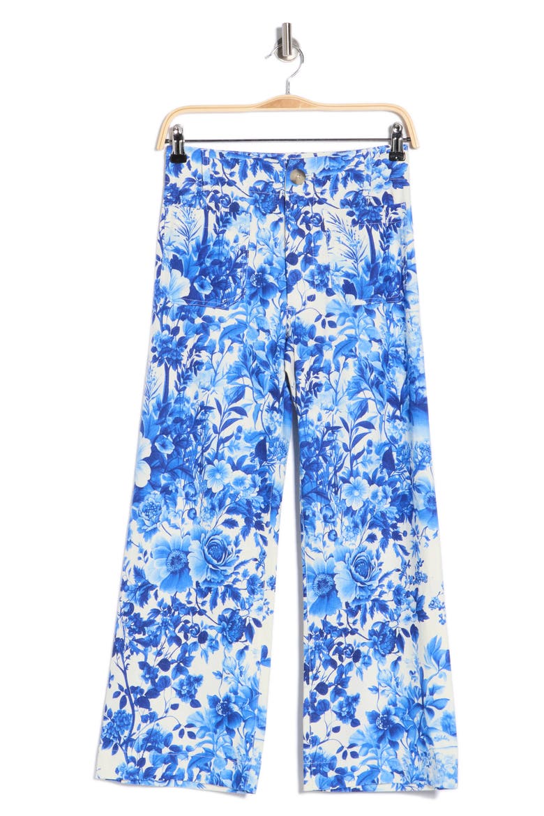 Floral Print Wide Leg Pants, Alternate, color, IVORY/ BLUE GARDEN