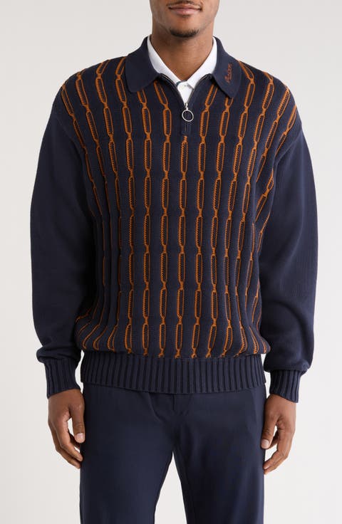 Links Cotton Quarter Zip Polo Sweater