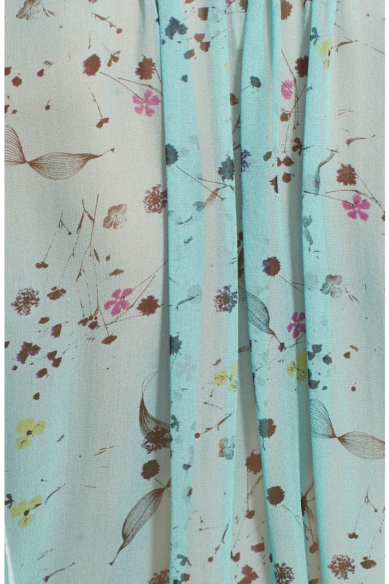 Floral Print Tie Neck Top, Alternate, color, MINT COMBO