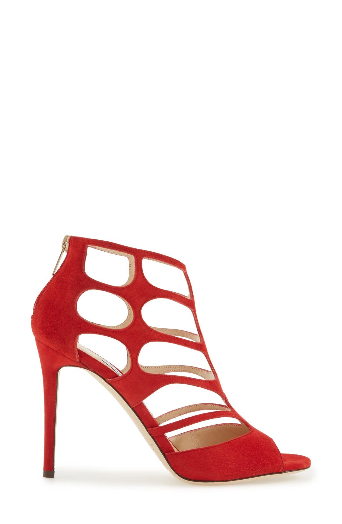 'Ren' Cutout Sandal, Alternate, color, RED SUEDE