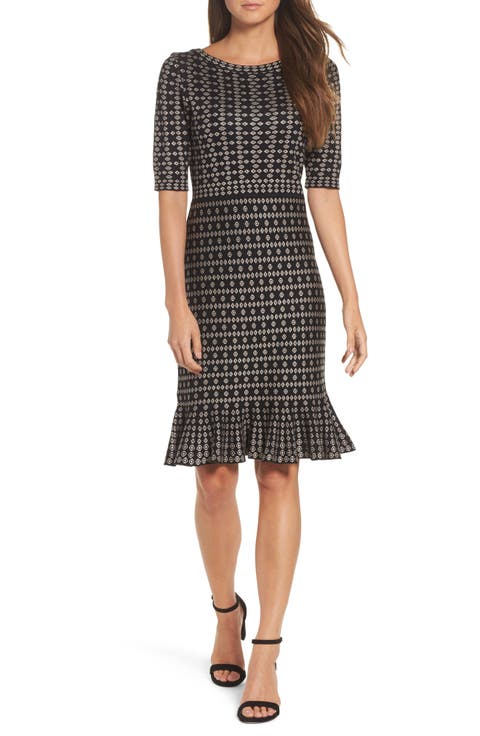Flounce Hem Sweater Dress